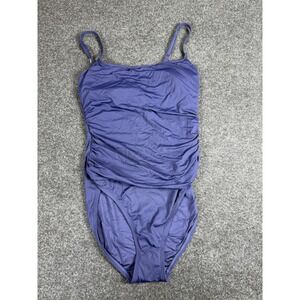 La Blanca Swimsuit Size 8 Blue Navy One Piece Ruched Adjustable Straps New